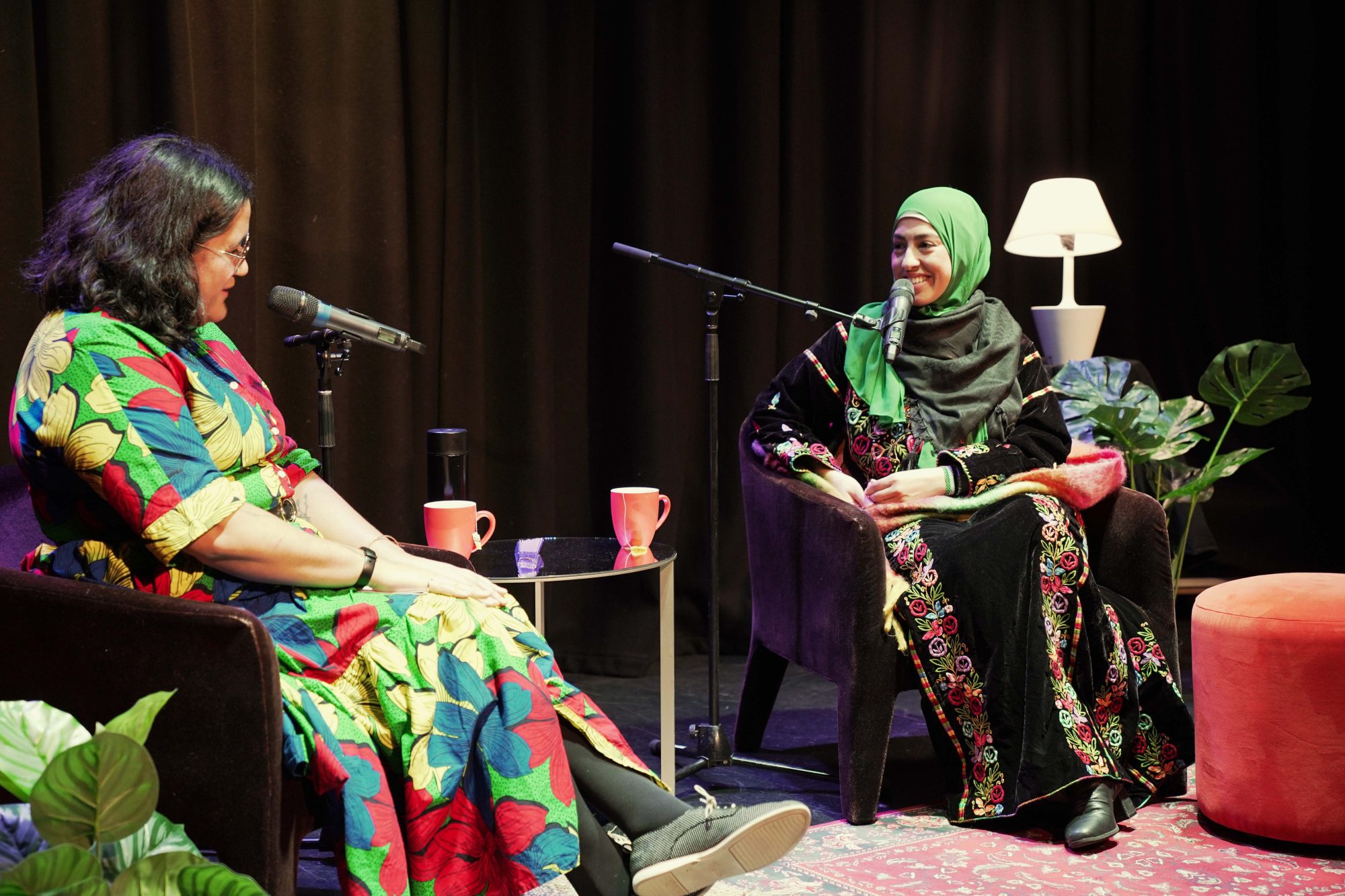 Host Maria Birch-Morunga with artist Aseel Tayah for Creative Conversations with Colour Box Studio - Photo courtesy of Colour Box Studio 2025